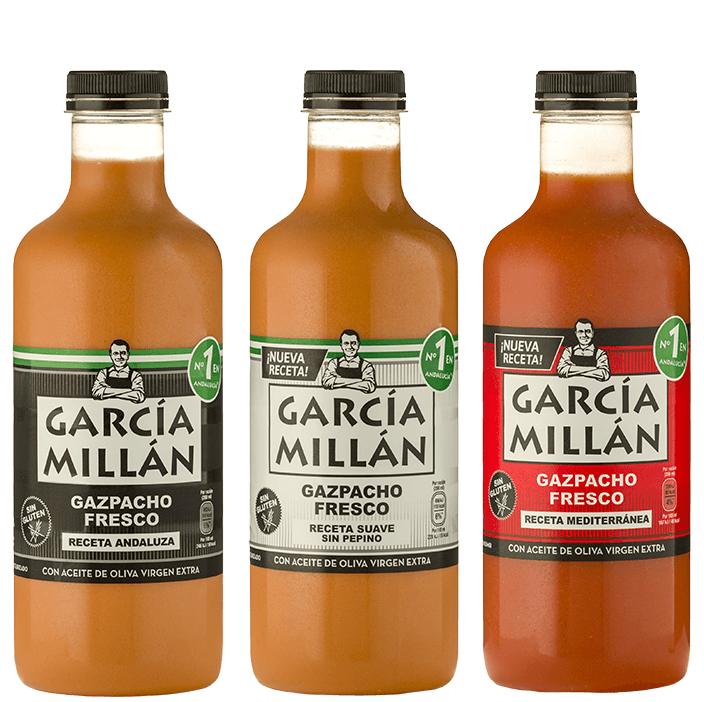 3 botellas de gazpacho fresco variado de García Millán